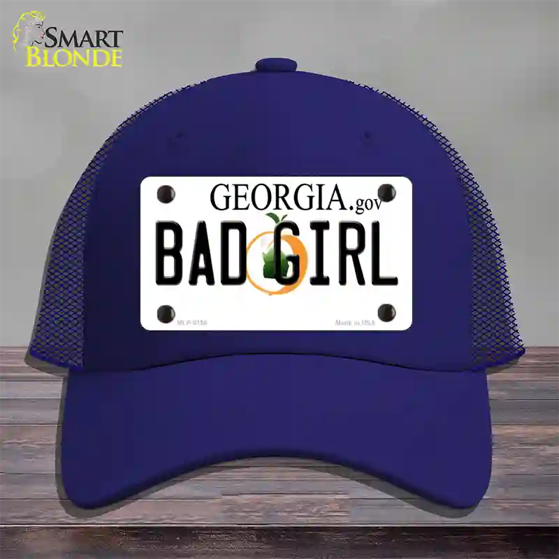 Bad Girl Georgia Novelty License Plate Hat Mesh / Royal Blue