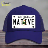 Native Georgia Novelty License Plate Hat Mesh / Royal Blue