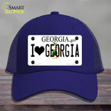 I Love Georgia Novelty License Plate Hat Mesh / Royal Blue