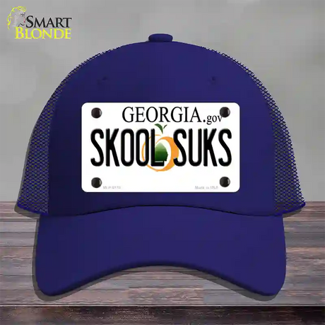 Skool Suks Georgia Novelty License Plate Hat Mesh / Royal Blue