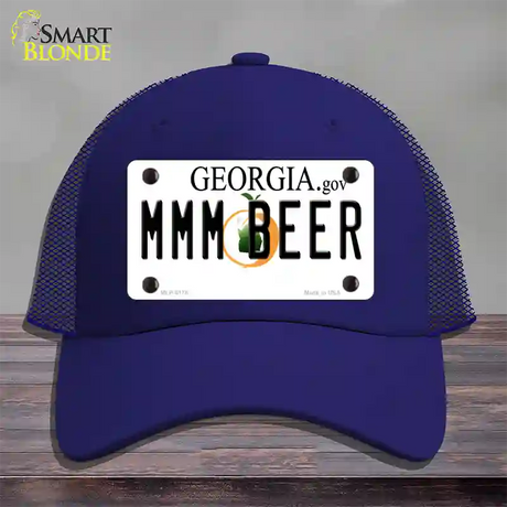 MMM Beer Georgia Novelty License Plate Hat Mesh / Royal Blue