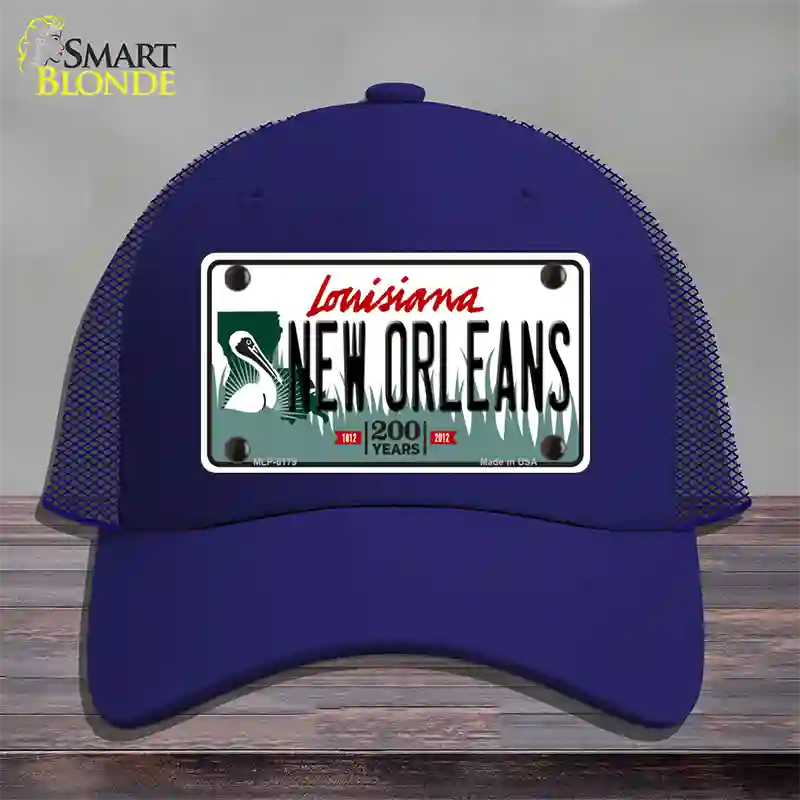 New Orleans Louisiana Novelty License Plate Hat Mesh / Royal Blue