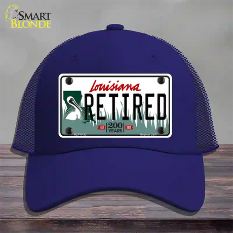 Retired Louisiana Novelty License Plate Hat Mesh / Royal Blue