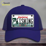 Fishing Louisiana Novelty License Plate Hat Mesh / Royal Blue