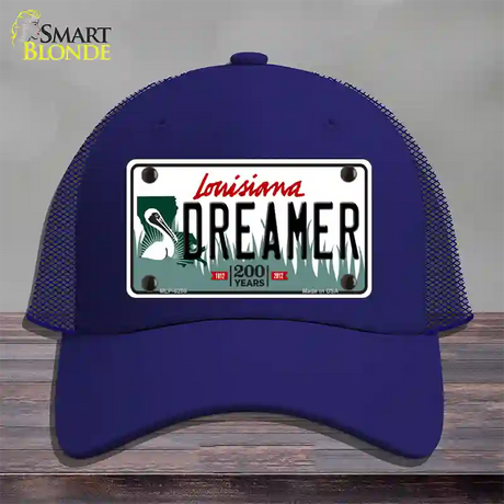 Dreamer Louisiana Novelty License Plate Hat Mesh / Royal Blue