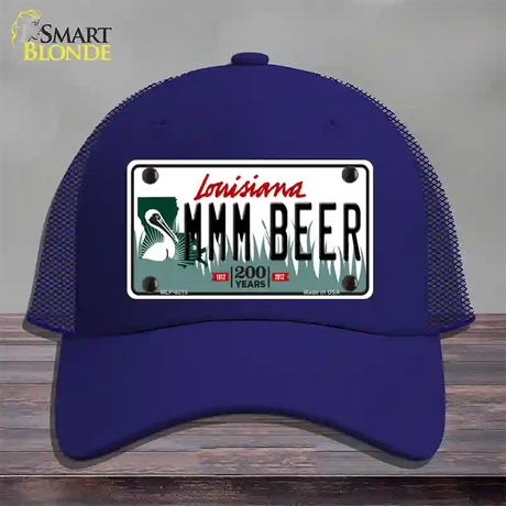 MMM Beer Louisiana Novelty License Plate Hat Mesh / Royal Blue