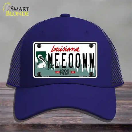 Meeooww Louisiana Novelty License Plate Hat Mesh / Royal Blue