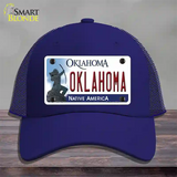 Oklahoma Novelty License Plate Hat Mesh / Royal Blue