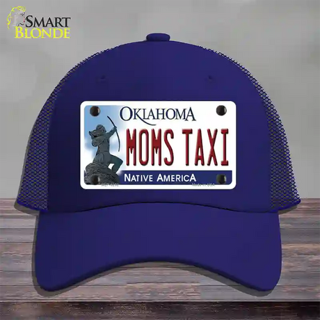 Moms Taxi Oklahoma Novelty License Plate Hat Mesh / Royal Blue