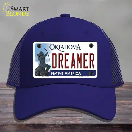 Dreamer Oklahoma Novelty License Plate Hat Mesh / Royal Blue