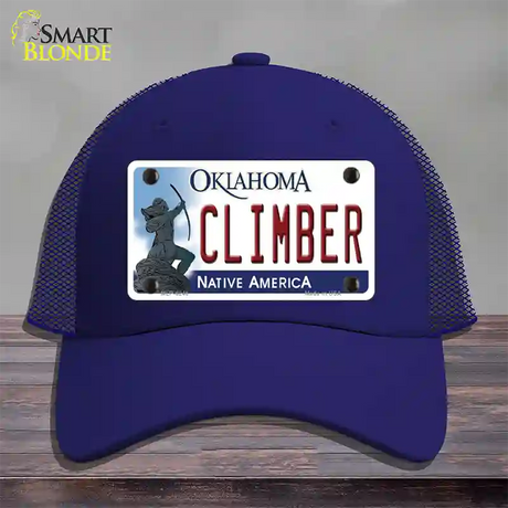 Climber Oklahoma Novelty License Plate Hat Mesh / Royal Blue