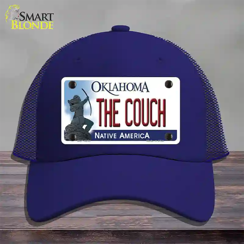 The Couch Oklahoma Novelty License Plate Hat Mesh / Royal Blue