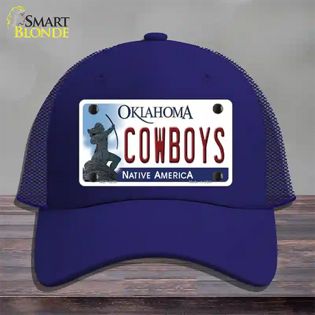 Cowboys Oklahoma Novelty License Plate Hat Mesh / Royal Blue