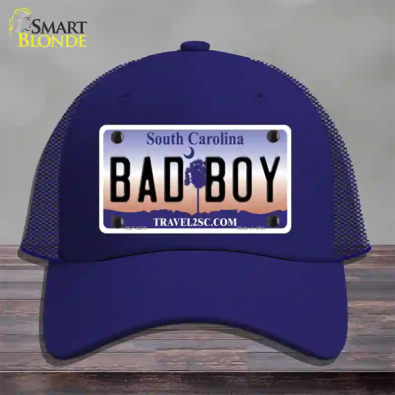 Bad Boy South Carolina Novelty License Plate Hat Mesh / Royal Blue