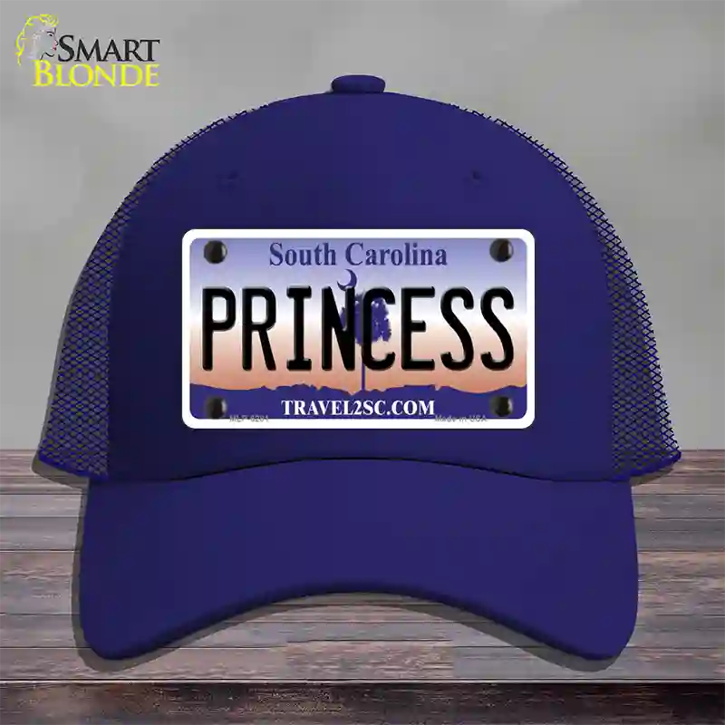 Princess South Carolina Novelty License Plate Hat Mesh / Royal Blue