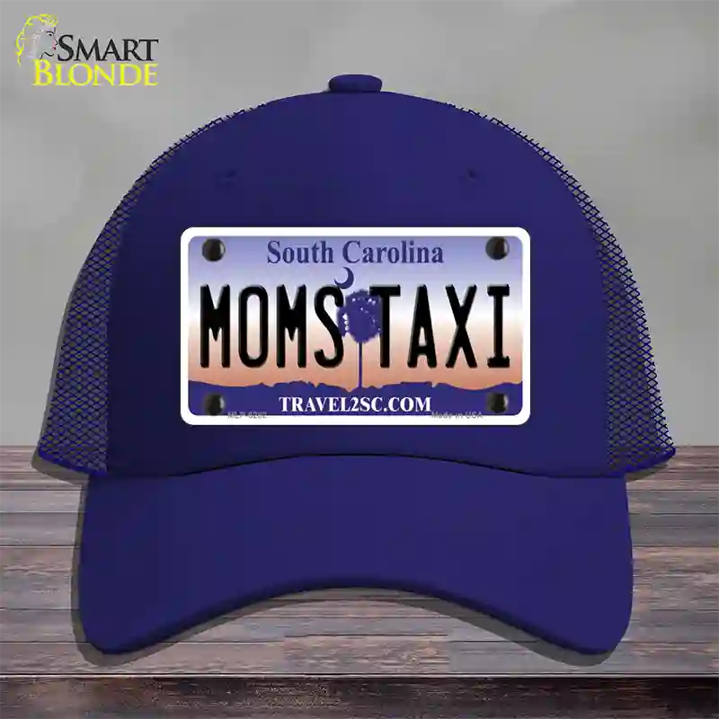 Moms Taxi South Carolina Novelty License Plate Hat Mesh / Royal Blue