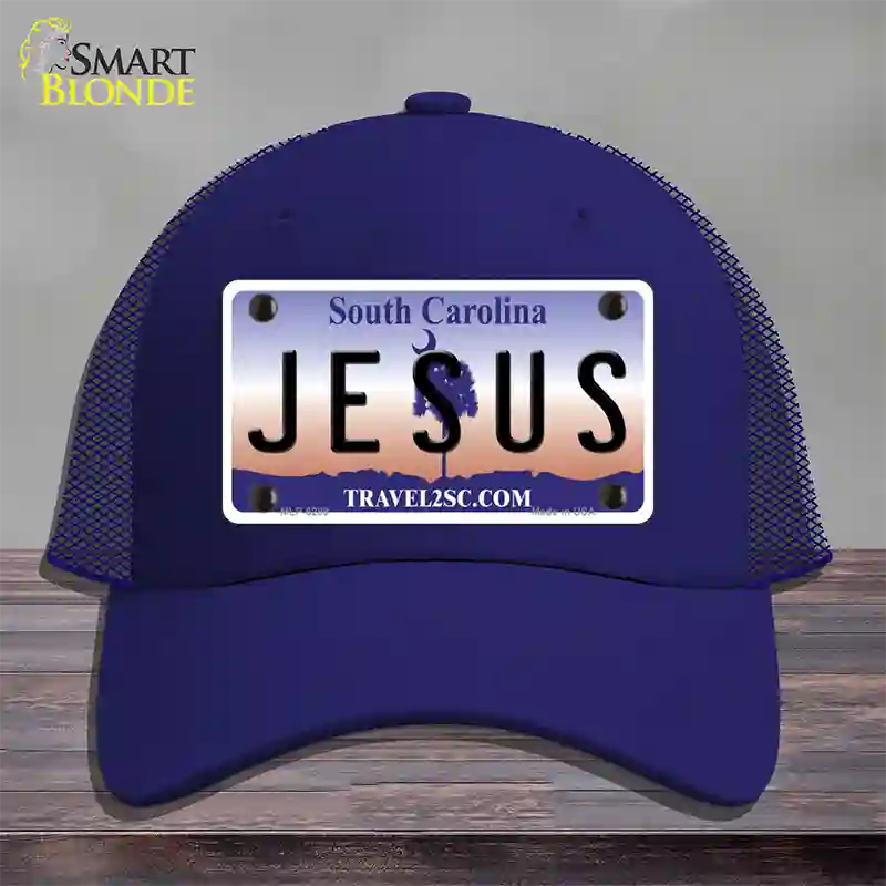 Jesus South Carolina Novelty License Plate Hat Mesh / Royal Blue