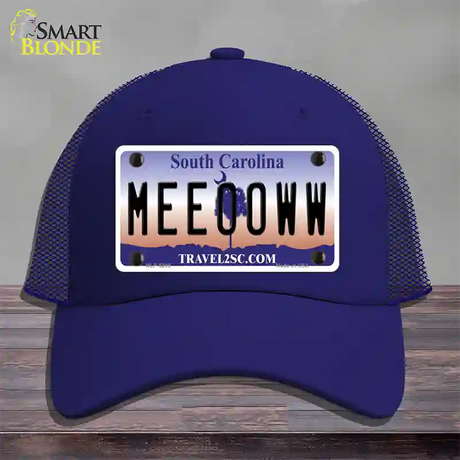 Meeooww South Carolina Novelty License Plate Hat Mesh / Royal Blue