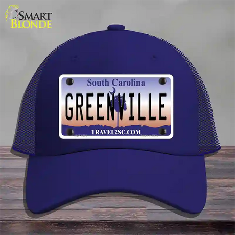 Greenville South Carolina Novelty License Plate Hat Mesh / Royal Blue