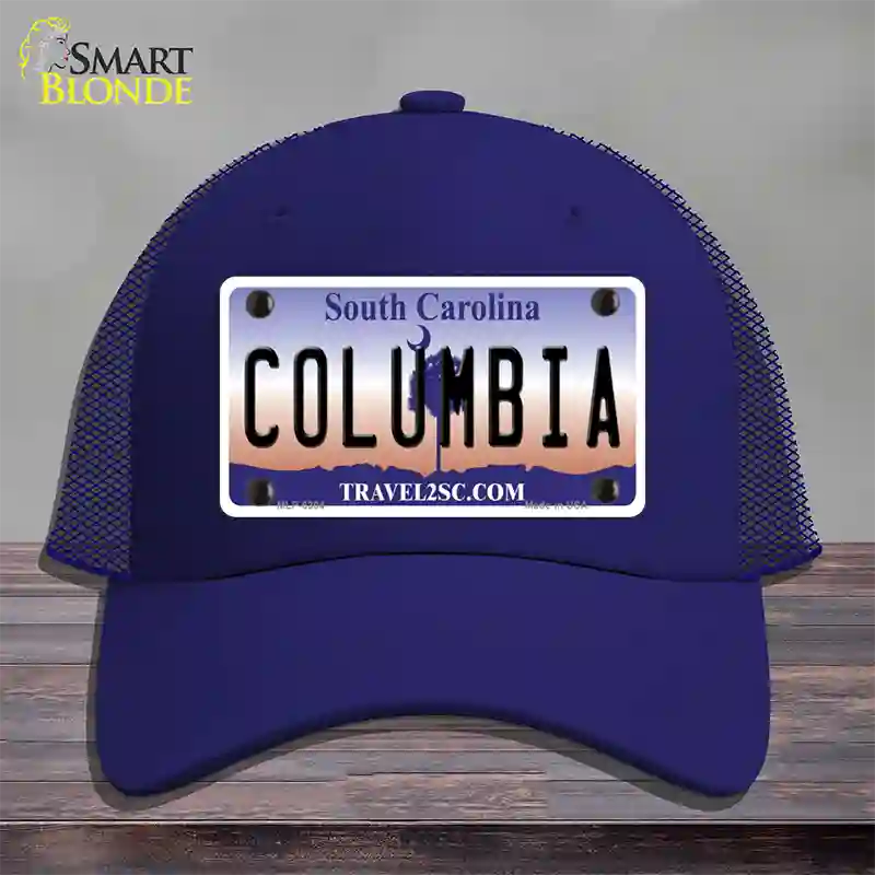 Columbia South Carolina Novelty License Plate Hat Mesh / Royal Blue