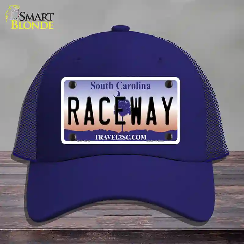 Raceway South Carolina Novelty License Plate Hat Mesh / Royal Blue