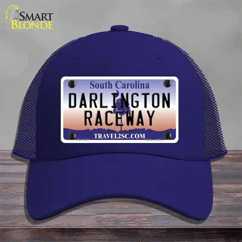 Darlington Raceway South Carolina Novelty License Plate Hat Mesh / Royal Blue