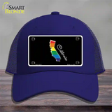 California Rainbow Novelty License Plate Hat Mesh / Royal Blue