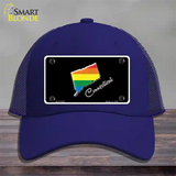 Connecticut Rainbow Novelty License Plate Hat Mesh / Royal Blue