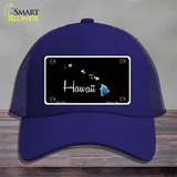 Hawaii Rainbow Novelty License Plate Hat Mesh / Royal Blue