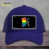 Indiana Rainbow Novelty License Plate Hat Mesh / Royal Blue