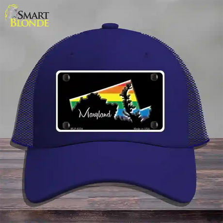 Maryland Rainbow Novelty License Plate Hat Mesh / Royal Blue