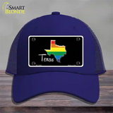 Texas Rainbow Novelty License Plate Hat Mesh / Royal Blue