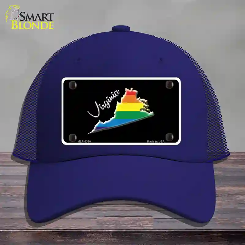 Virginia Rainbow Novelty License Plate Hat Mesh / Royal Blue