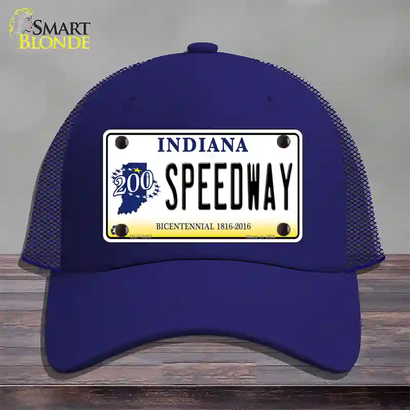 Speedway Indiana Novelty License Plate Hat Mesh / Royal Blue