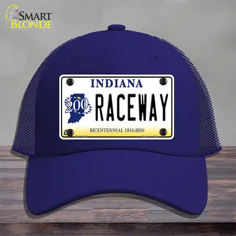 Raceway Indiana Novelty License Plate Hat Mesh / Royal Blue