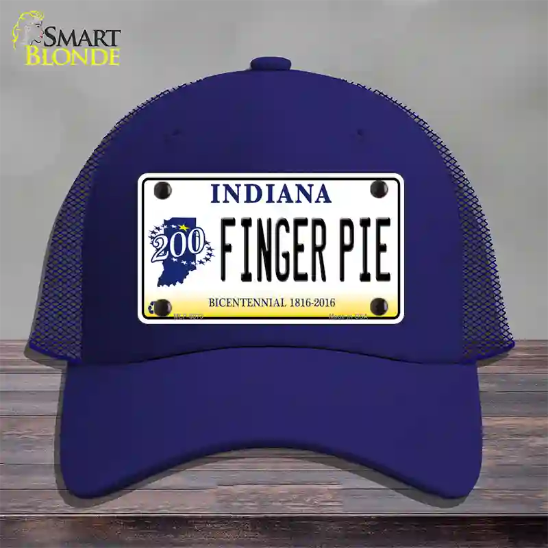 Finger Pie Indiana Novelty License Plate Hat Mesh / Royal Blue