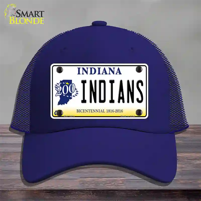 Indians Indiana Novelty License Plate Hat Mesh / Royal Blue