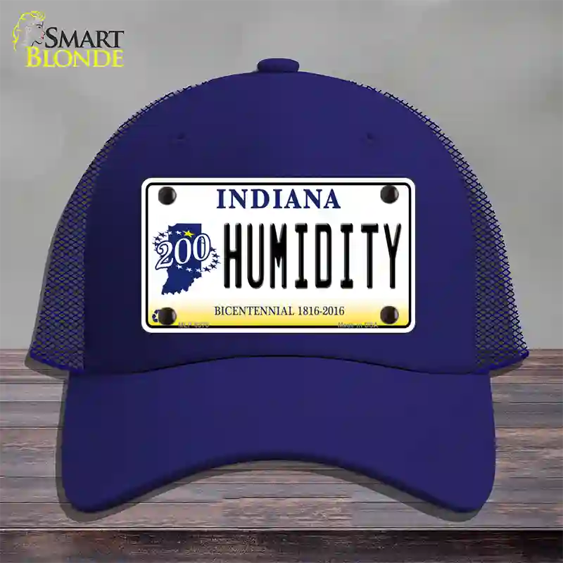 Humidity Indiana Novelty License Plate Hat Mesh / Royal Blue