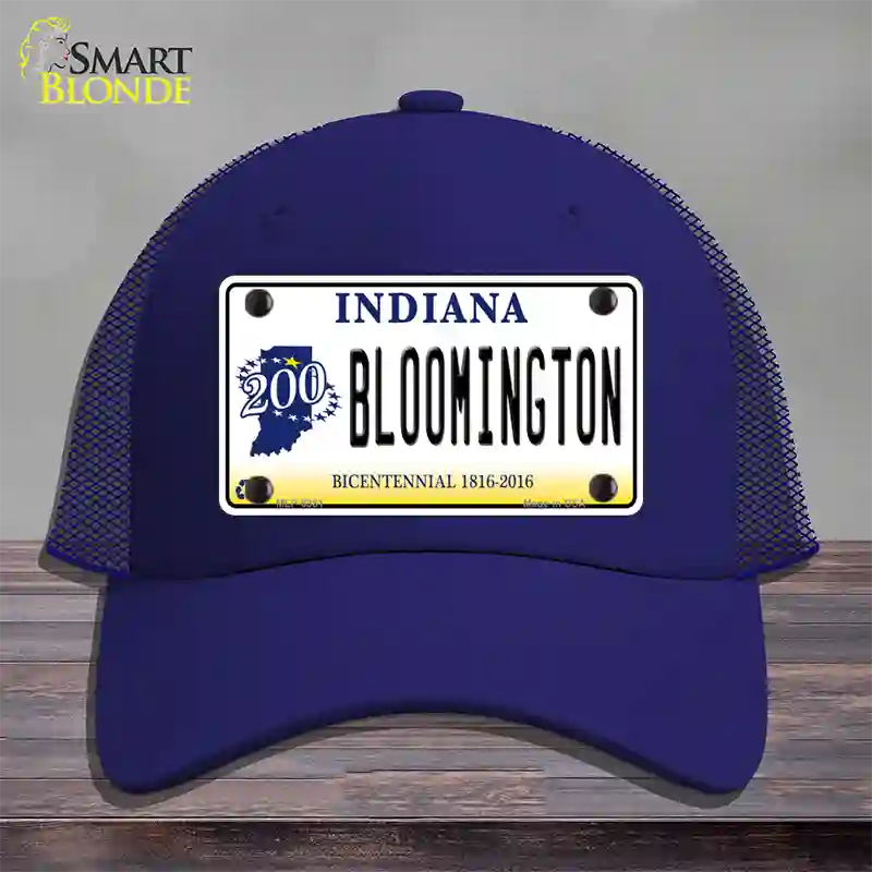 Bloomington Indiana Novelty License Plate Hat Mesh / Royal Blue