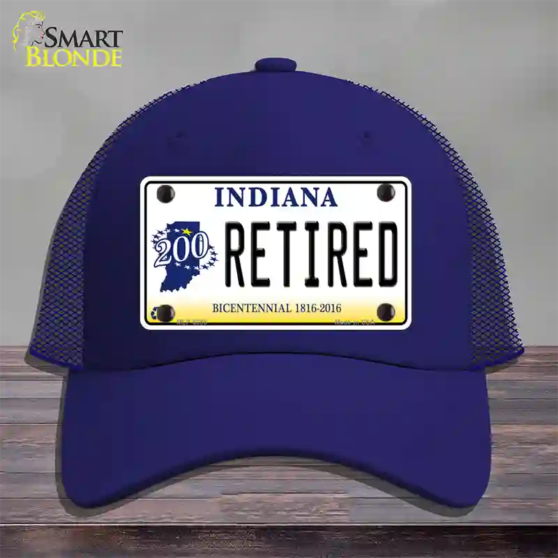 Retired Indiana Novelty License Plate Hat Mesh / Royal Blue