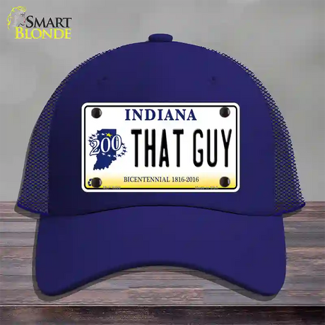 That Guy Indiana Novelty License Plate Hat Mesh / Royal Blue