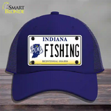 Fishing Indiana Novelty License Plate Hat Mesh / Royal Blue