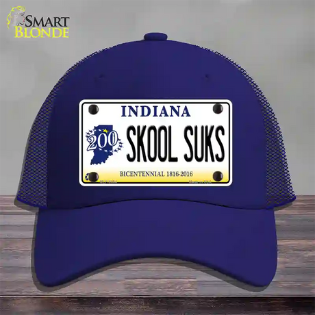 Skook Suks Indiana Novelty License Plate Hat Mesh / Royal Blue