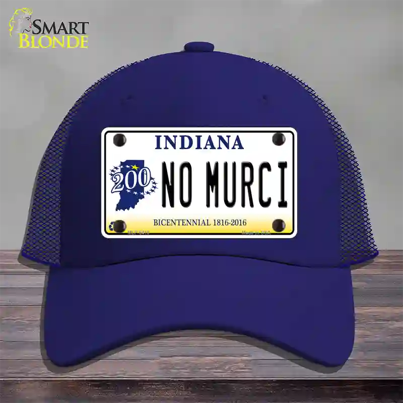 No Murci Indiana Novelty License Plate Hat Mesh / Royal Blue