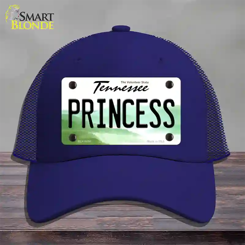 Princess Tennessee Novelty License Plate Hat Mesh / Royal Blue