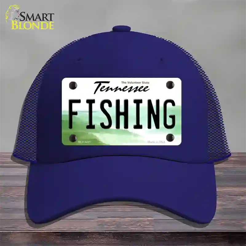 Fishing Tennessee Novelty License Plate Hat Mesh / Royal Blue