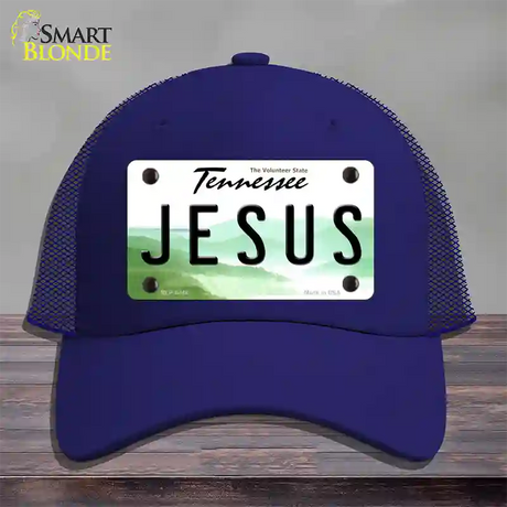 Jesus Tennessee Novelty License Plate Hat Mesh / Royal Blue