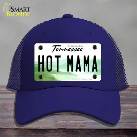 Hot Mama Tennessee Novelty License Plate Hat Mesh / Royal Blue