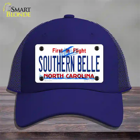 Southern Belle North Carolina Novelty License Plate Hat Mesh / Royal Blue