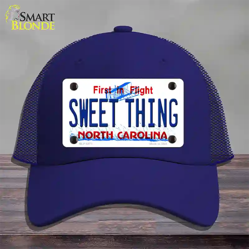 Sweet Thing North Carolina Novelty License Plate Hat Mesh / Royal Blue